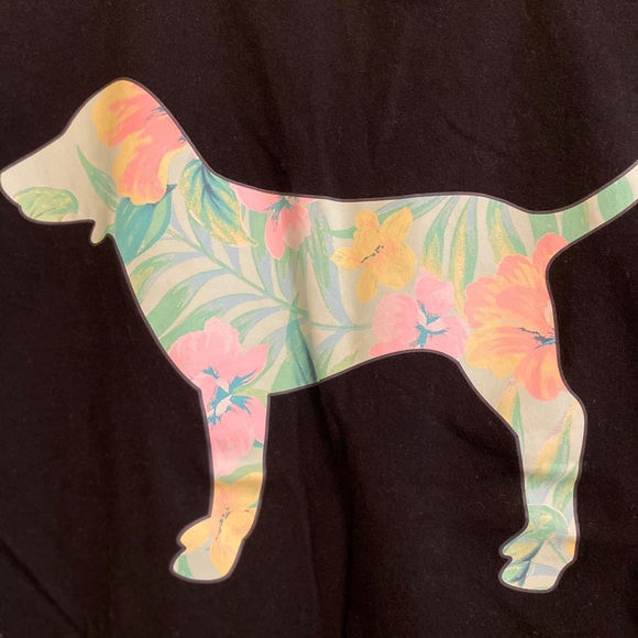 Victoria’s Secret PINK Black Tropical Dog T-Shirt - Picture 4 of 5